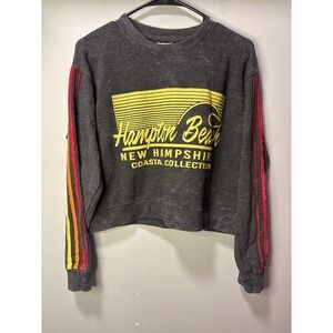 Bloom + Pop Hampton Beach NH Coastal Collection Cropped‎ Sweatshirt Grey Small